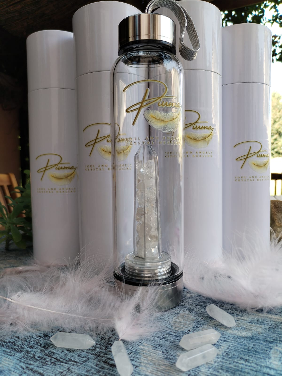 Bottiglia Con Infusore E Cristalli Di Quarzo Rosa, 400 Ml, In Vetro Borosilicato, Con Filtro Per Tè E Camera Separata