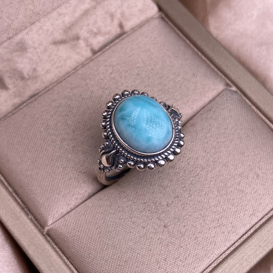 Anello Onda Corona di Larimar 925