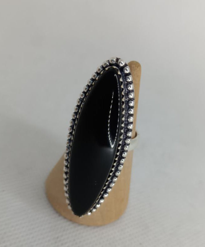 Anello in Agata Nera Pensiero 925