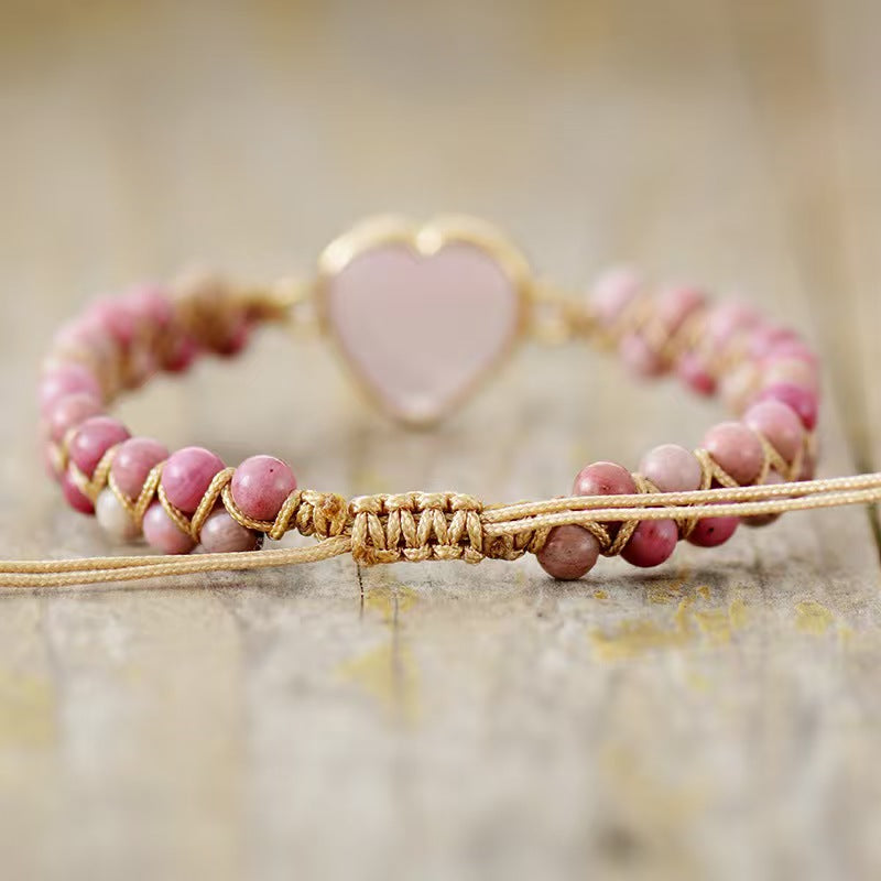 Bracciale in Quarzo Rosa e Rodonite