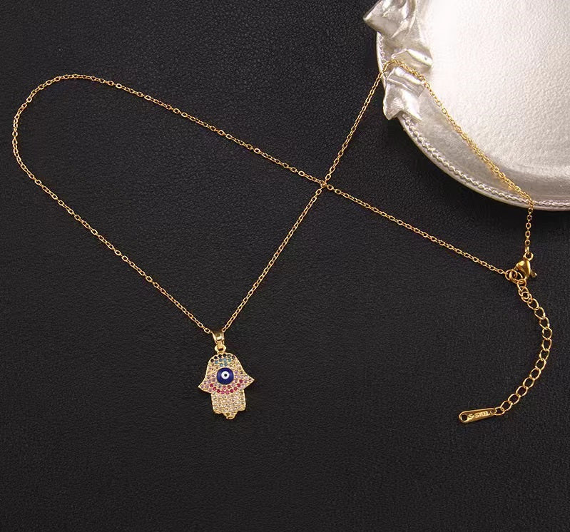 Collana Mano Di Fatima e Occhio Turco