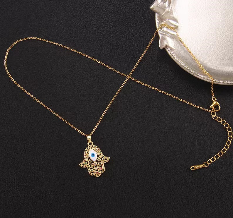 Collana Mano Di Fatima e Occhio Turco