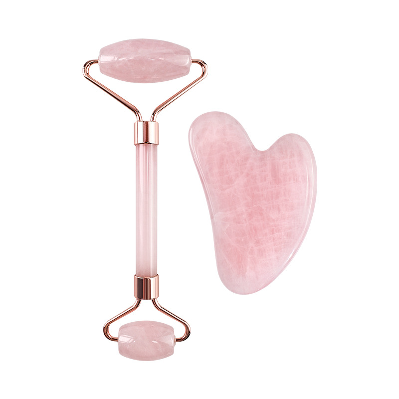 Set Viso in Quarzo Rosa – Roller & Gua Sha