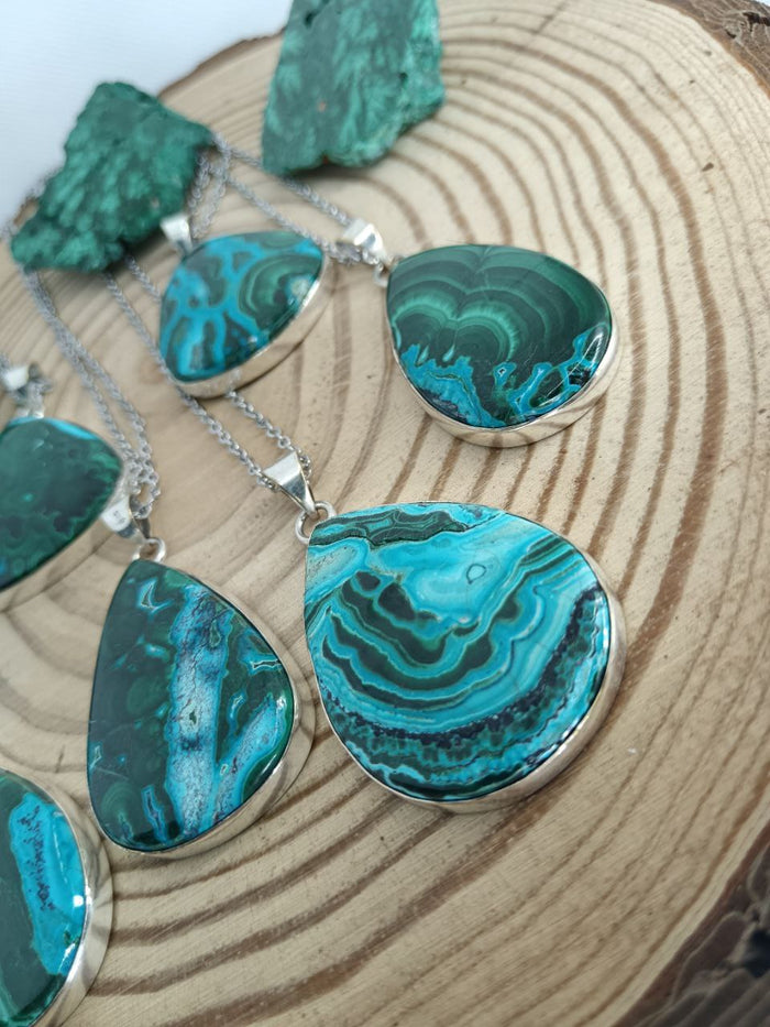 Collana in Malachite e Crisocolla 925