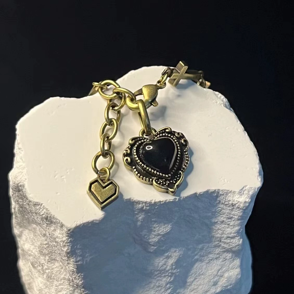 Bracciale Sacro Cuore in Agata Nera