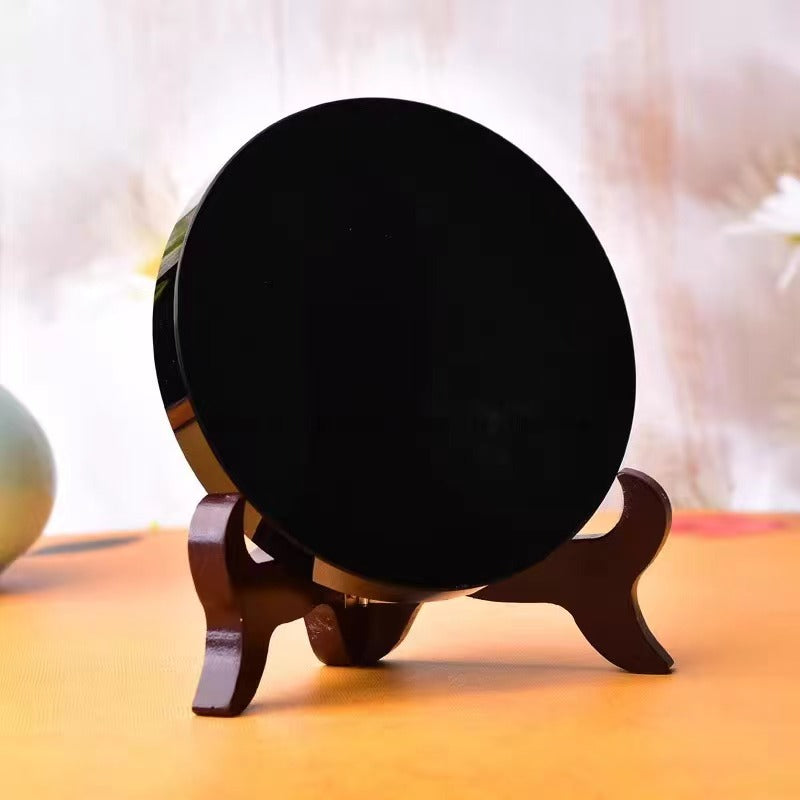 HXCYE Specchio di ossidiana nera naturale Scrying Decorazione domestica Yoga / meditazione 100 mm HXCYE Specchio di ossidiana nera naturale Scrying Decorazione domestica Yoga / meditazione 100 mm