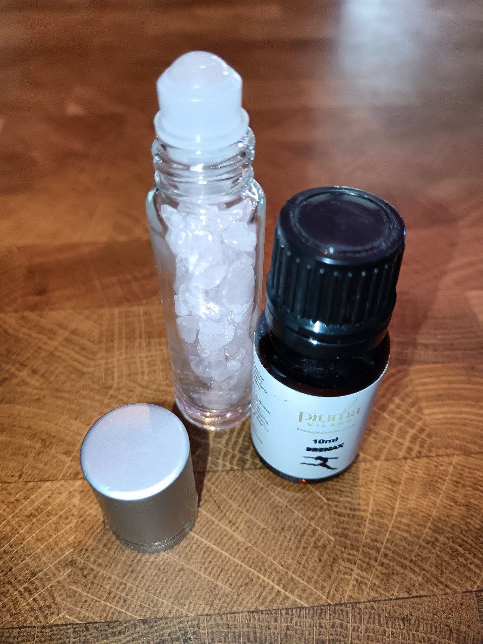 Roll on quarzo rosa e olio essenziale