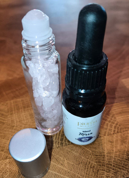 Roll on quarzo rosa e olio essenziale