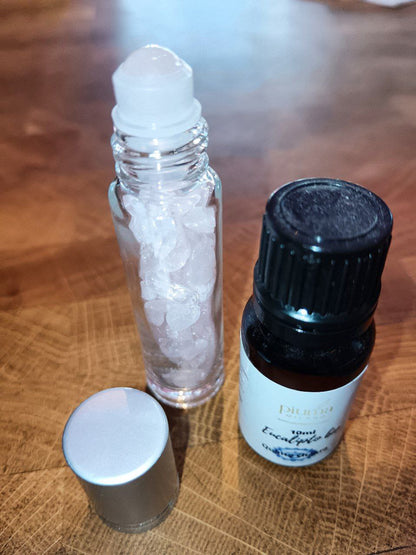 Roll on quarzo rosa e olio essenziale