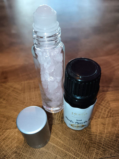 Roll on quarzo rosa e olio essenziale