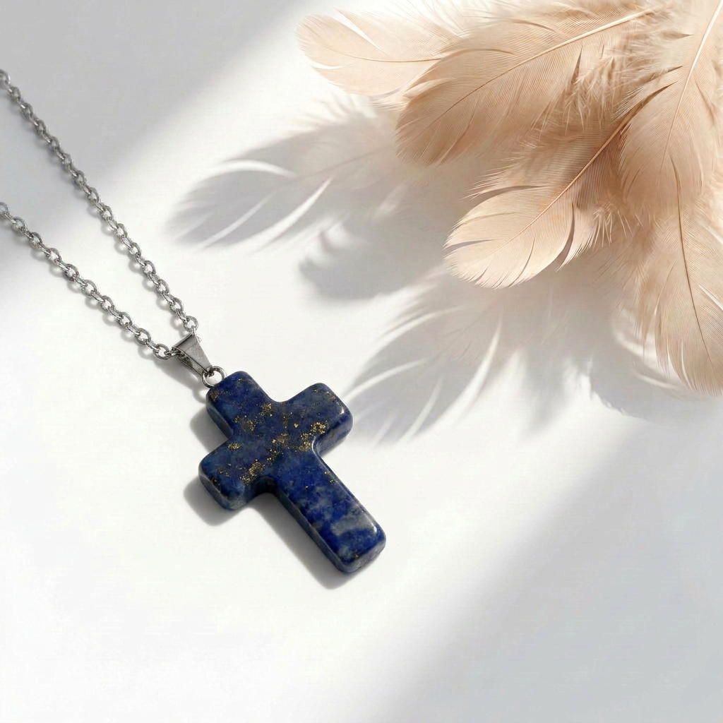 Collana Crocifisso Lapislazzulo