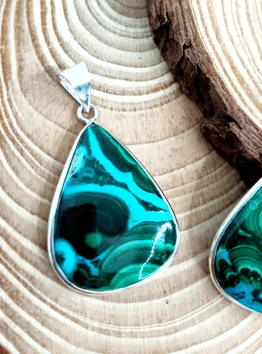 Collana in Malachite e Crisocolla 925