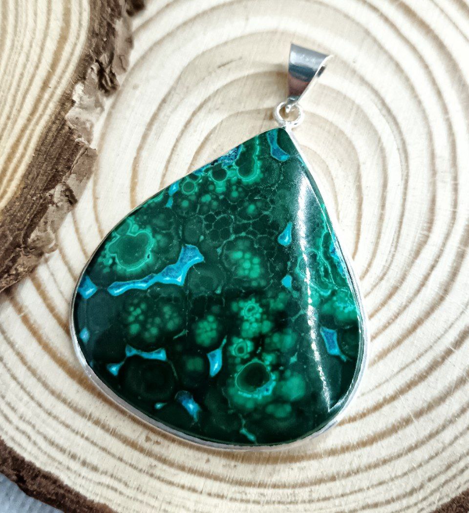 Collana in Malachite e Crisocolla 925