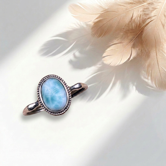 Anello Onda Basic di Larimar 925