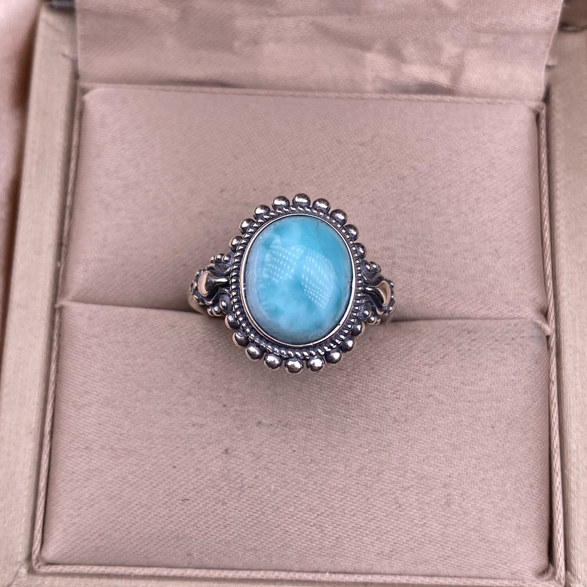 Anello Onda Corona di Larimar 925