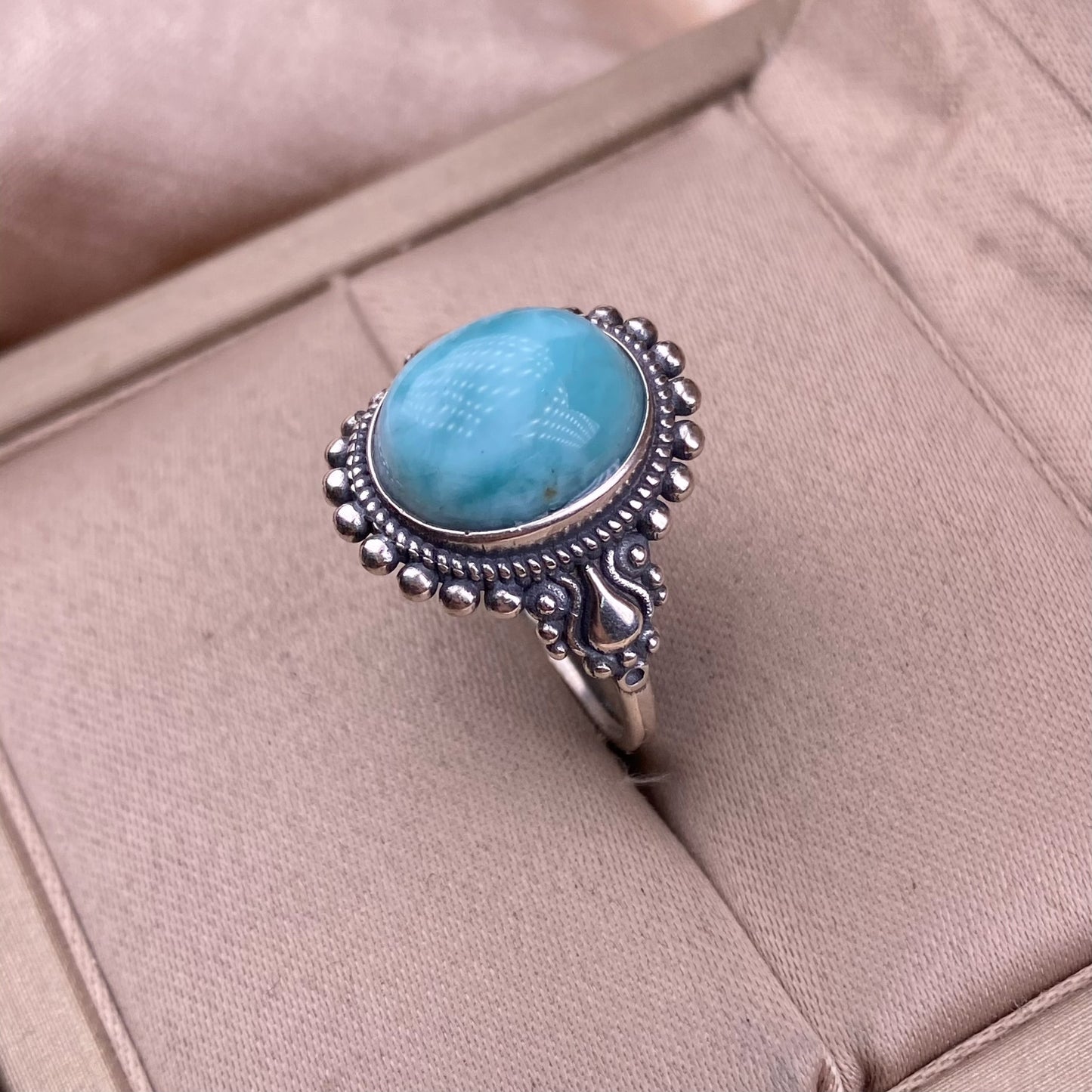 Anello Onda Corona di Larimar 925