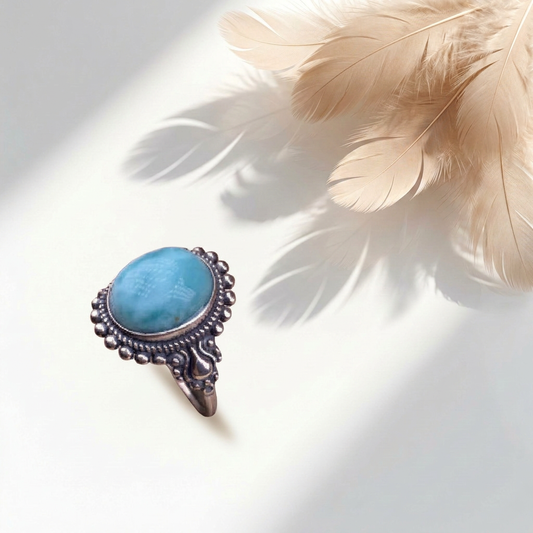 Anello Onda Corona di Larimar 925