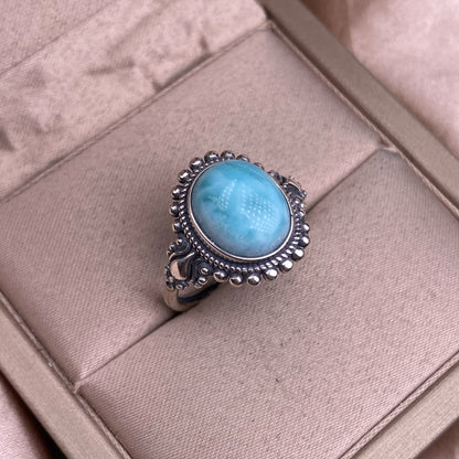 Anello Onda Corona di Larimar 925