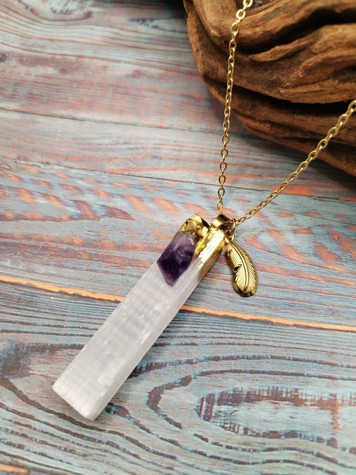 Rie- selenite e frammento ametista