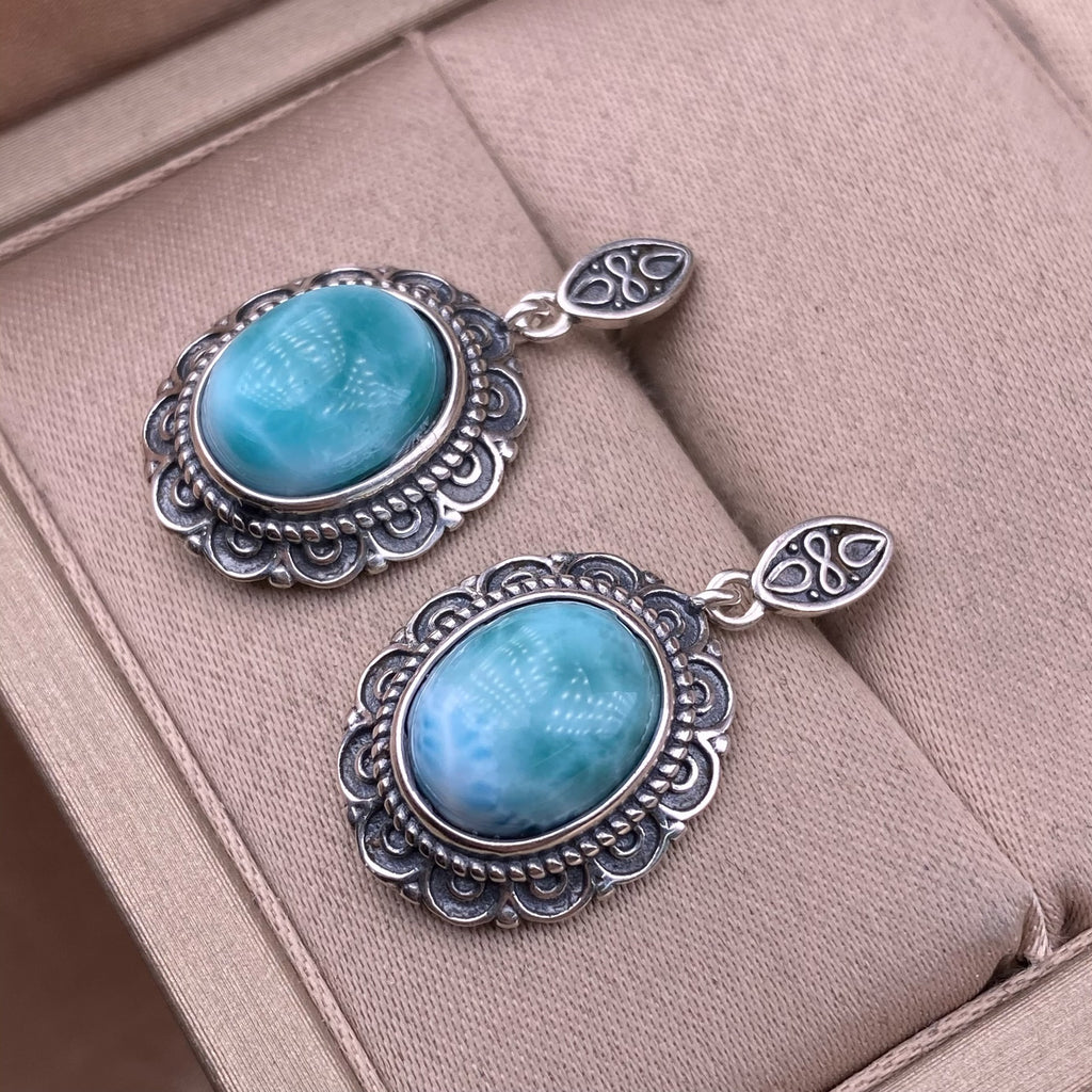 Orecchini Onda Corona di Larimar 925