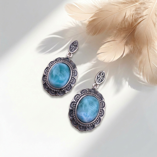 Orecchini Onda Corona di Larimar 925