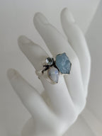 Anello in Labradorite e Acquamarina 925