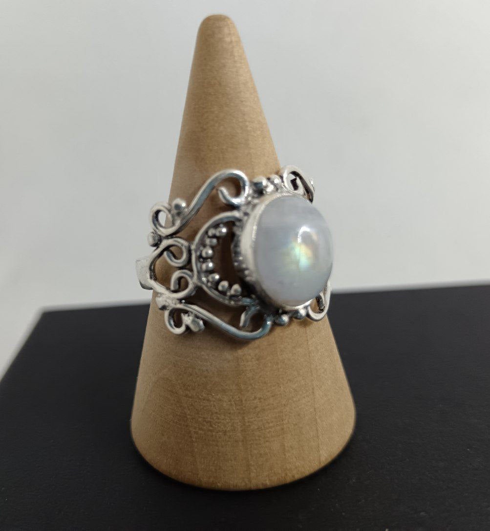 Anello in Labradorite bianca- Occhio di drago 925