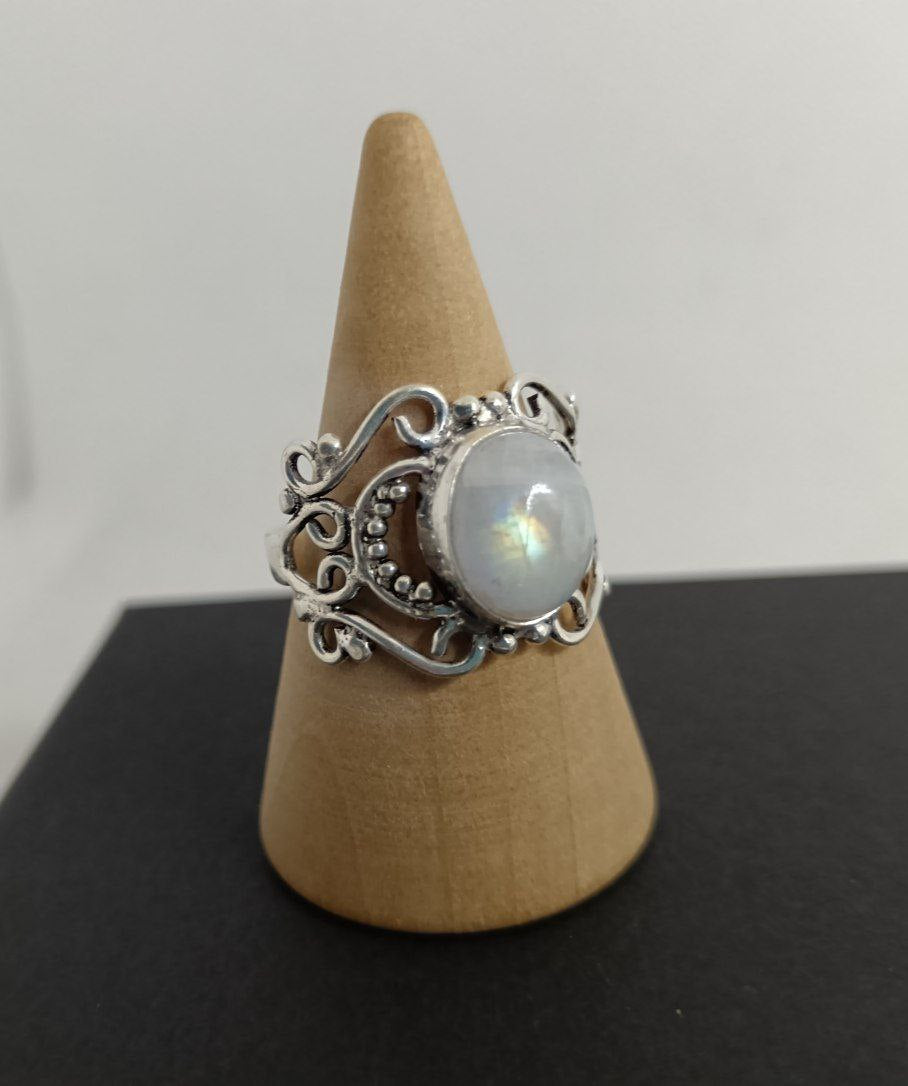 Anello in Labradorite bianca- Occhio di drago 925