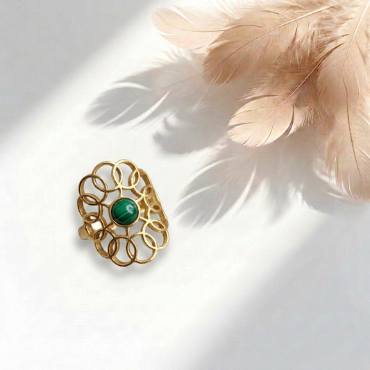 Anello in Malachite Orlo