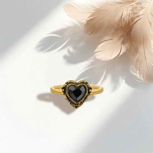 Anello Sacro Cuore in Agata Nera
