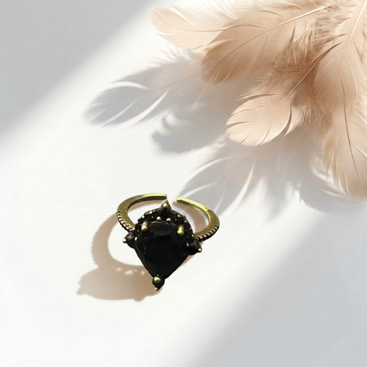 Anello Sacro Cuore di Maria in Agata Nera