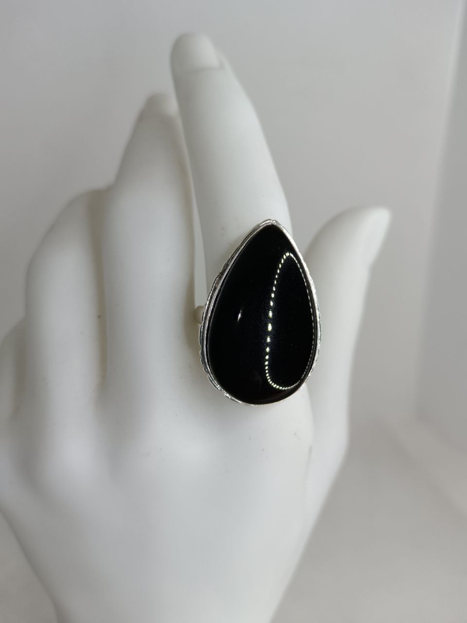 Anello in Agata Nera Specchio 925
