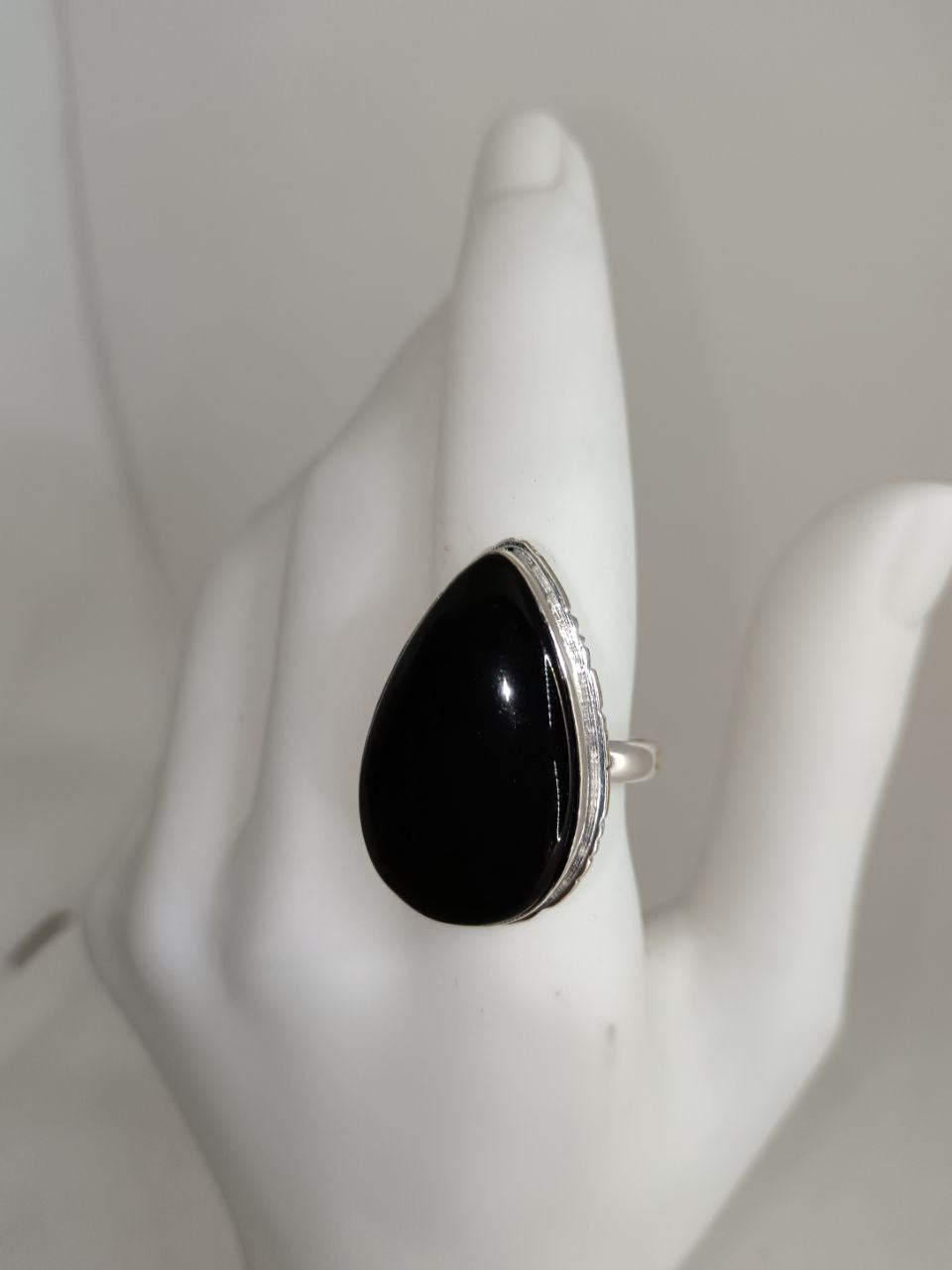 Anello in Agata Nera Specchio 925
