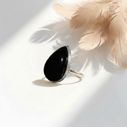Anello in Agata Nera Specchio 925