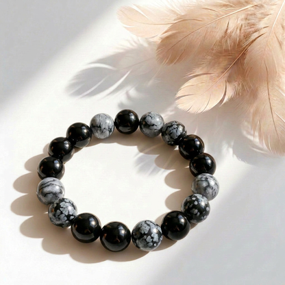Bracciale Ossidiana Fiocco di Neve