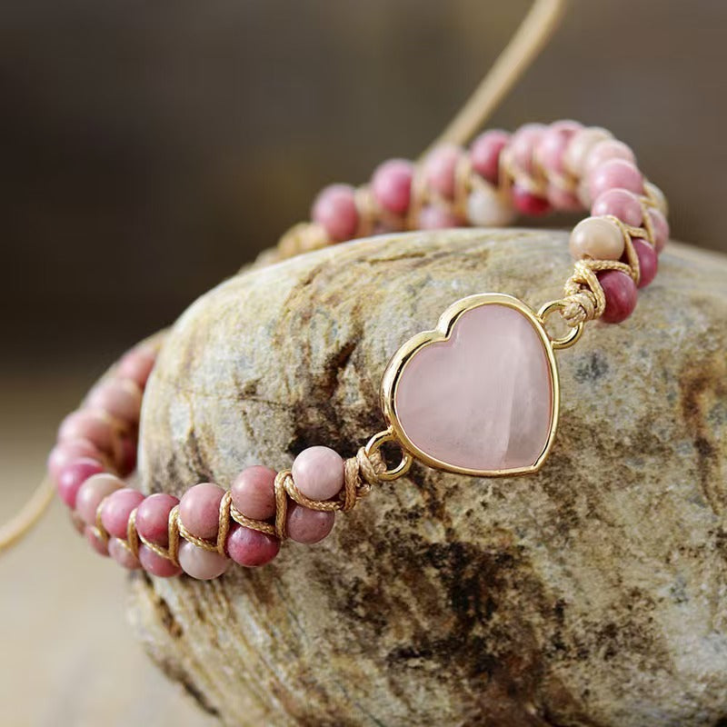 Bracciale in Quarzo Rosa e Rodonite