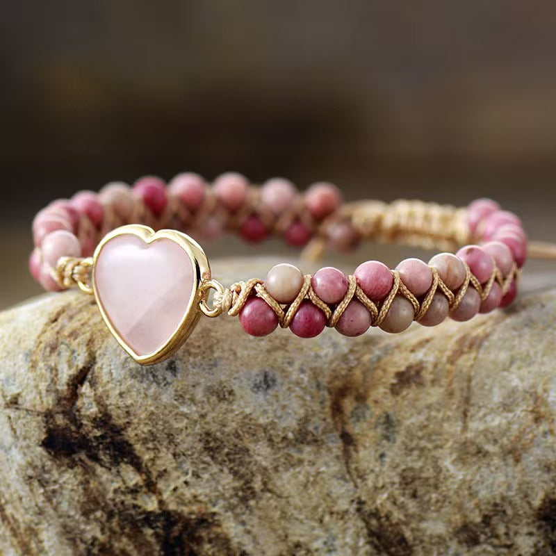 Bracciale in Quarzo Rosa e Rodonite