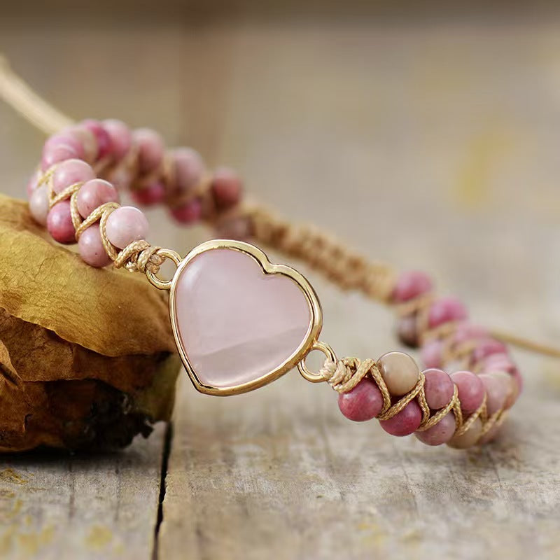 Bracciale in Quarzo Rosa e Rodonite