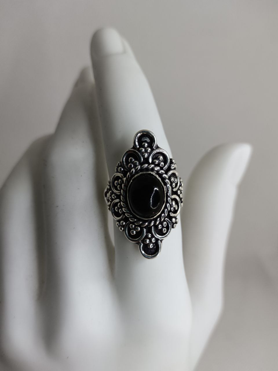 Anello in Agata Nera Coroncina 925