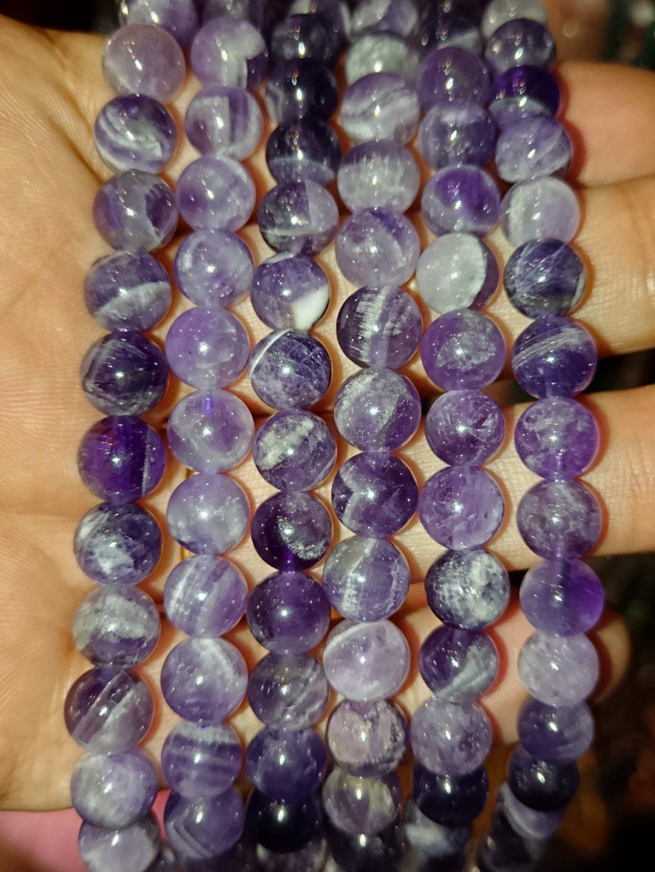 Filo di Cristallo 8mm e 6mm Ametista Chevron