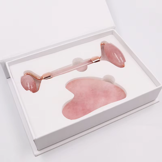 Set Viso in Quarzo Rosa – Roller & Gua Sha