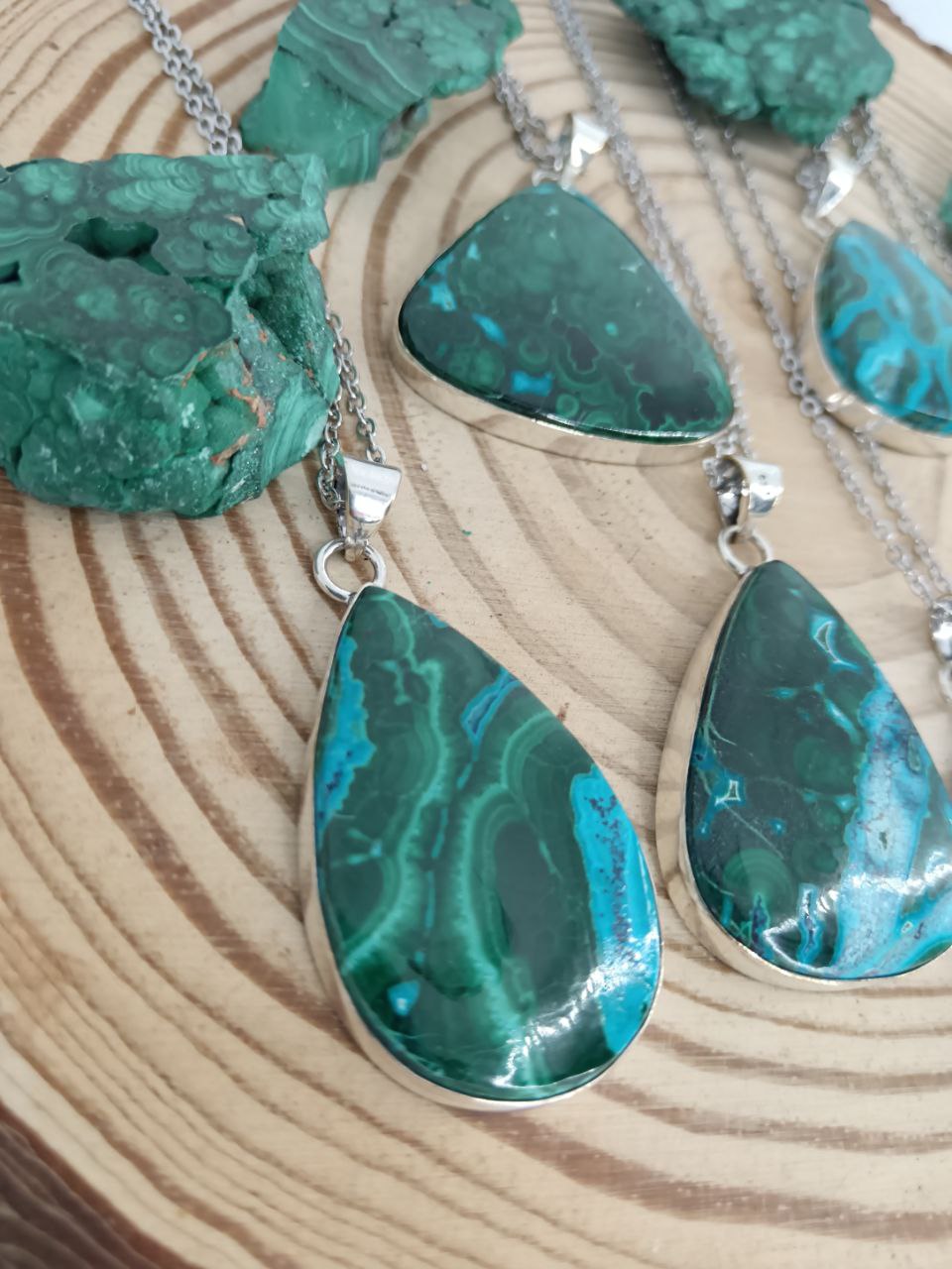 Collana in Malachite e Crisocolla 925