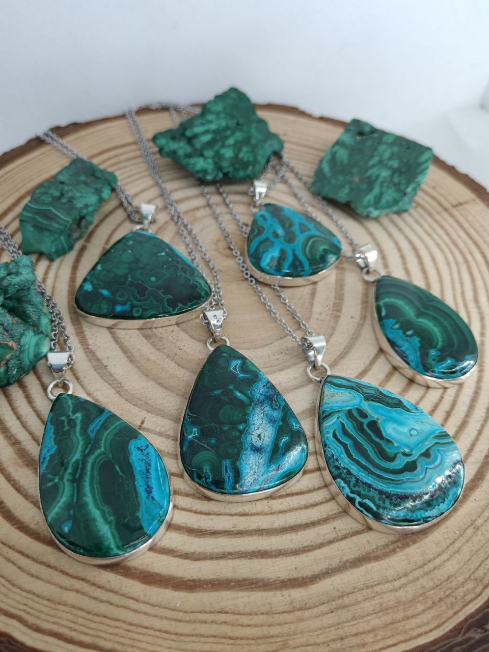 Collana in Malachite e Crisocolla 925