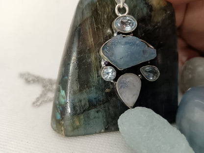 Scaglie di Labradorite e Acquamarina 925
