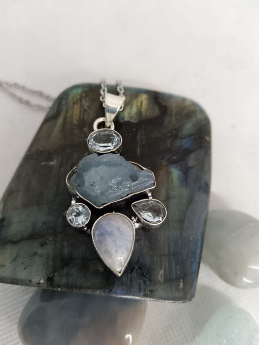Scaglie di Labradorite e Acquamarina 925