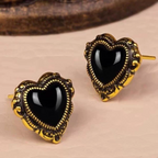 Orecchini Sacro Cuore di Maria in Agata Nera