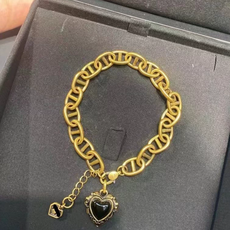 Bracciale Catena Sacro Cuore in Agata Nera