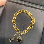 Bracciale Catena Sacro Cuore in Agata Nera