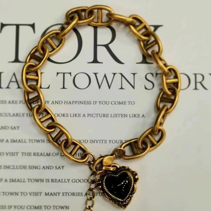 Bracciale Catena Sacro Cuore in Agata Nera