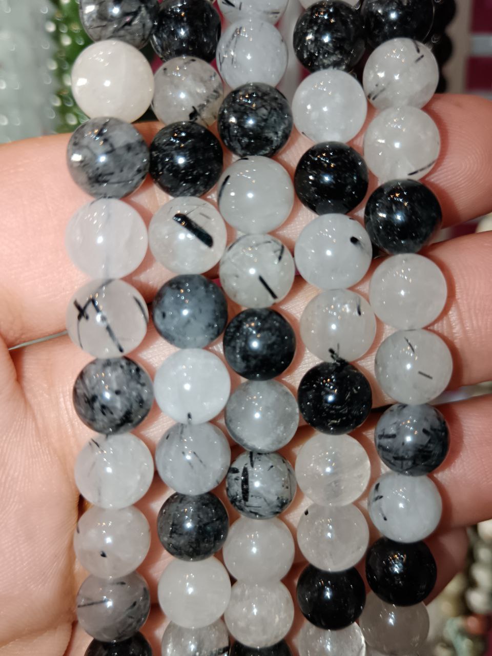 Filo di Cristallo 8mm Quarzo Tormalinato